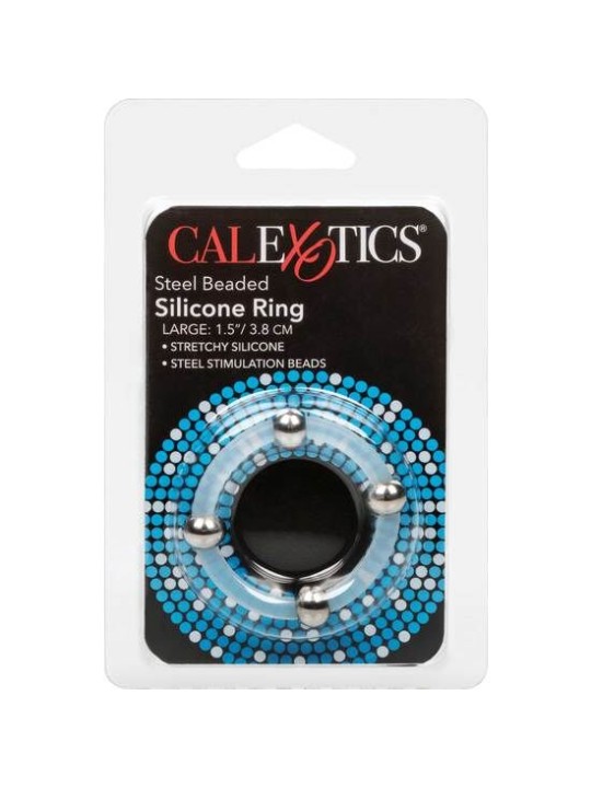 CALEXOTICS ANILLO DE SILICONA CON CUENTAS DE ACERO TALLA L