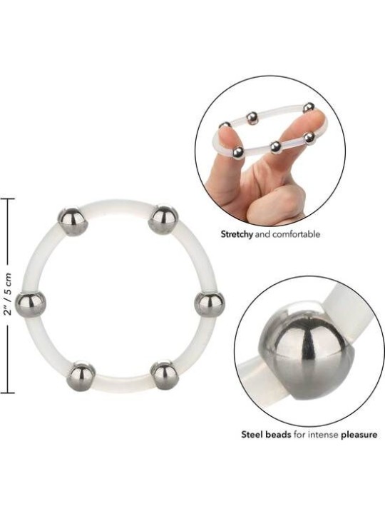 CALEXOTICS ANILLO DE SILICONA CON CUENTAS DE ACERO TALLA XL