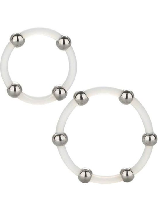CALEXOTICS KIT DE 2 UDS ANILLO DE SILICONA CON CUENTAS DE ACERO
