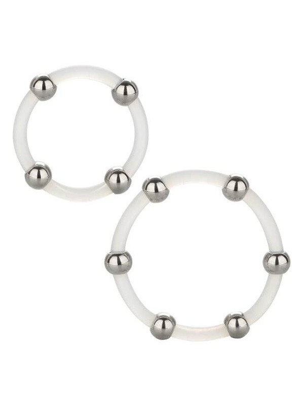 CALEXOTICS KIT DE 2 UDS ANILLO DE SILICONA CON CUENTAS DE ACERO