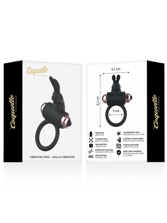 COQUETTE CHIC DESIRE COCK RING ANILLO VIBRADOR NEGRO GOLD