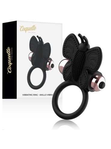 COQUETTE CHIC DESIRE COCK RING BUTTERFLY ANILLO VIBRADOR NEGRO GOLD