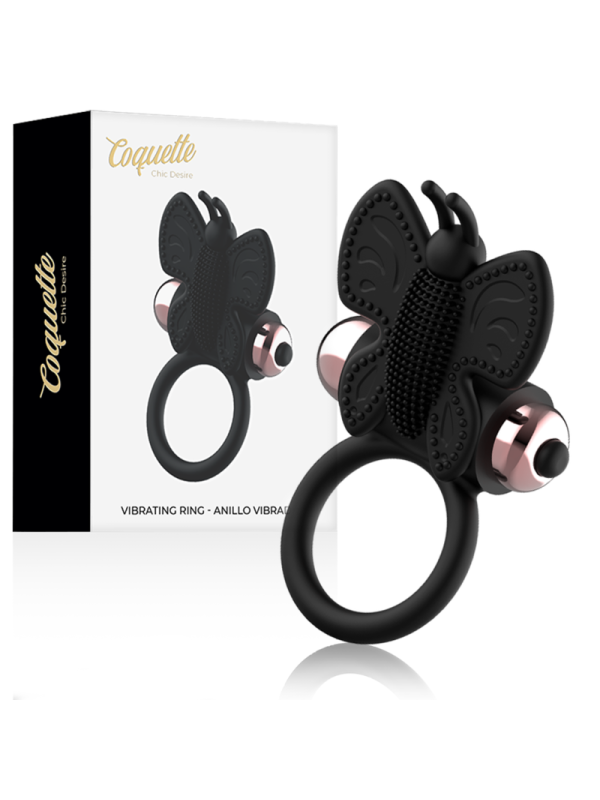 COQUETTE CHIC DESIRE COCK RING BUTTERFLY ANILLO VIBRADOR NEGRO GOLD