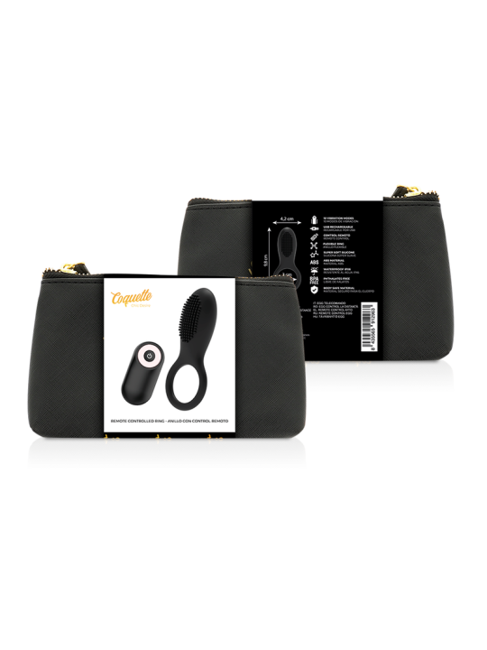 COQUETTE CHIC DESIRE ANILLO VIBRADOR CONTROL REMOTO RECARGABLE NEGRO GOLD