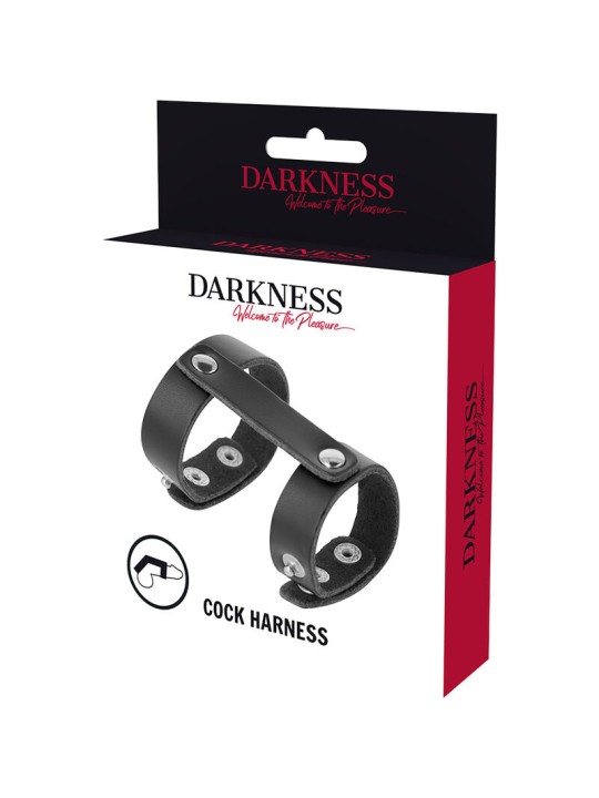 DARKNESS ANILLO PENE Y TESTICULOS AJUSTABLE LEATHER