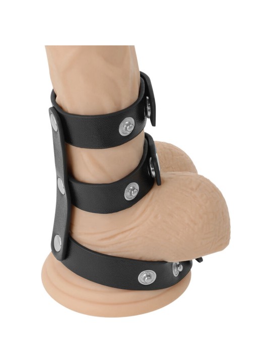 DARKNESS ANILLO DOBLE PENE Y TESTICULOS AJUSTABLE LEATHER