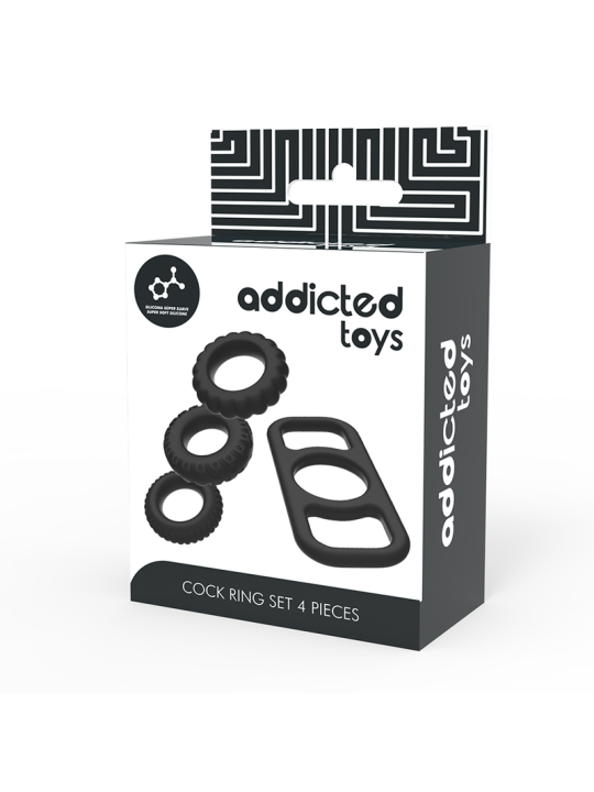 ADDICTED TOYS SET 4 ANILLOS SILICONA PARA EL PENE