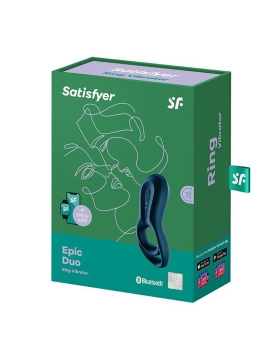 SATISFYER EPIC DUO ANILLO VIBRADOR APP AZUL