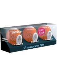 SATISFYER 3 HUEVOS MASTURBADORES NAUGHTY SAVAGE CRUNCHY