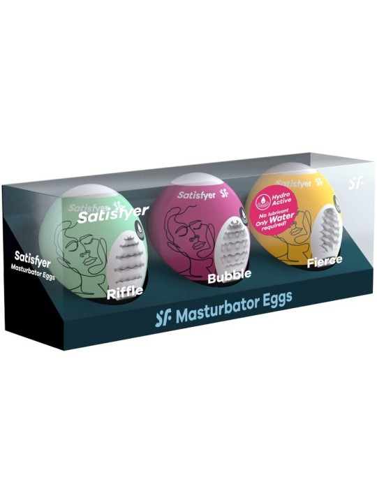 SATISFYER 3 HUEVOS MASTURBADORES RIFFLE BUBBLE FIERCE