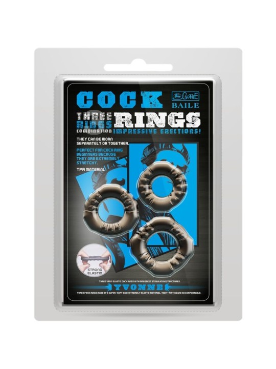 BAILE COCK RINGS YVONNE SET 3 ANILLOS PENE