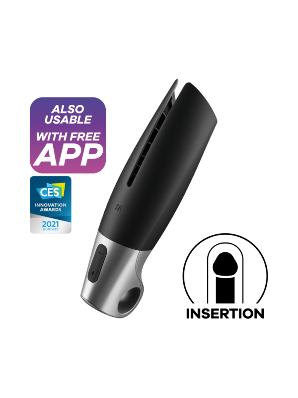 SATISFYER POWER MASTURBATOR NEGRO Y PLATA
