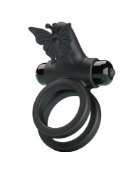 PRETTY LOVE DOBLE ANILLO VIBRADOR CON ESTIMULADOR NEGRO