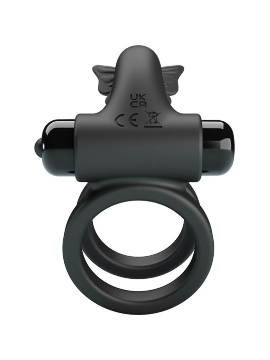 PRETTY LOVE DOBLE ANILLO VIBRADOR CON ESTIMULADOR NEGRO