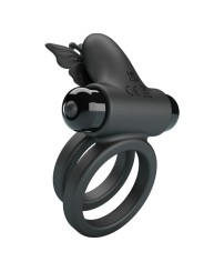 PRETTY LOVE DOBLE ANILLO VIBRADOR CON ESTIMULADOR NEGRO