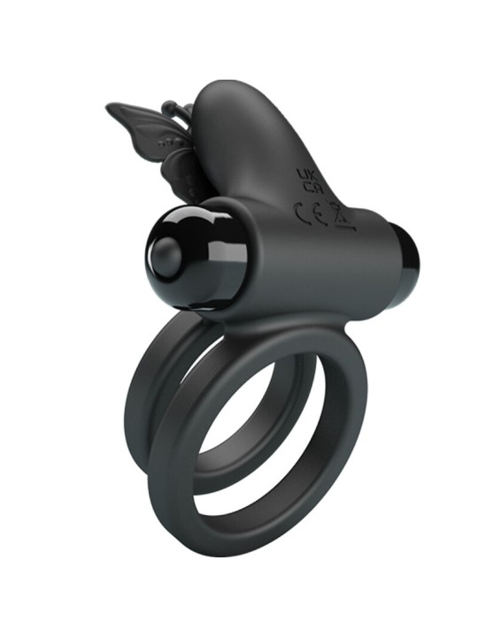 PRETTY LOVE DOBLE ANILLO VIBRADOR CON ESTIMULADOR NEGRO