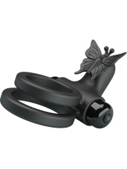 PRETTY LOVE DOBLE ANILLO VIBRADOR CON ESTIMULADOR NEGRO