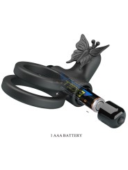 PRETTY LOVE DOBLE ANILLO VIBRADOR CON ESTIMULADOR NEGRO