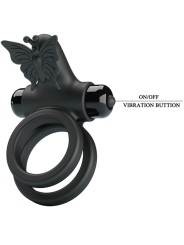PRETTY LOVE DOBLE ANILLO VIBRADOR CON ESTIMULADOR NEGRO