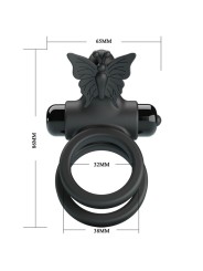 PRETTY LOVE DOBLE ANILLO VIBRADOR CON ESTIMULADOR NEGRO