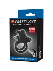 PRETTY LOVE DOBLE ANILLO VIBRADOR CON ESTIMULADOR NEGRO
