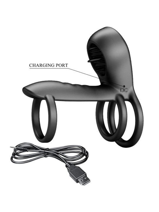 PRETTY LOVE JAMMY FUNDA DE PENE 12 VIBRACIONES CON LENGUA RECARGABLE SILICONA