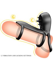 PRETTY LOVE JAMMY FUNDA DE PENE 12 VIBRACIONES CON LENGUA RECARGABLE SILICONA