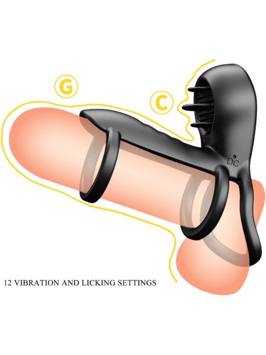 PRETTY LOVE JAMMY FUNDA DE PENE 12 VIBRACIONES CON LENGUA RECARGABLE SILICONA