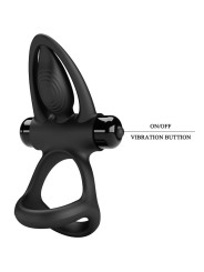 PRETTY LOVE ANILLO VIBRADOR 10 VIBRACIONES SILICONA NEGRO