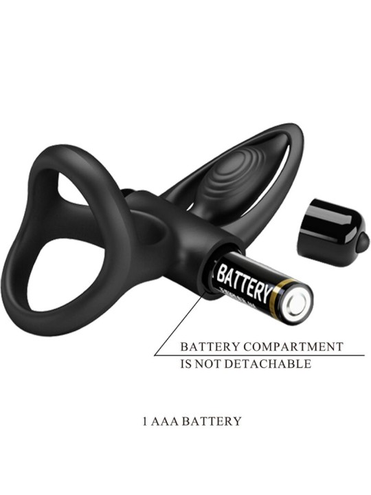 PRETTY LOVE ANILLO VIBRADOR 10 VIBRACIONES SILICONA NEGRO