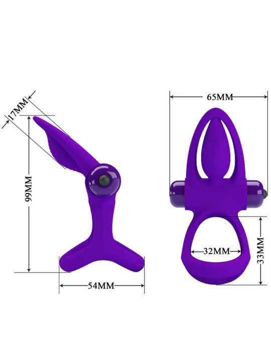 PRETTY LOVE ANILLO VIBRADOR 10 VIBRACIONES SILICONA VIOLETA