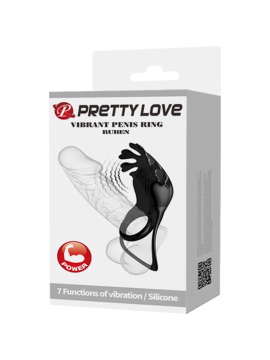 PRETTY LOVE RUBEN ANILLO VIBRADOR 7 VIBRACIONES SILICONA NEGRO
