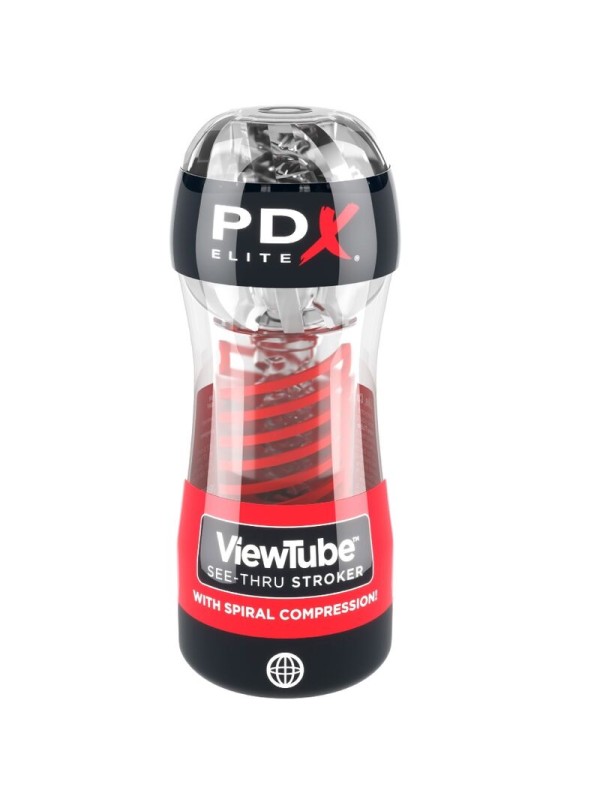 PDX ELITE MASTURBADOR STROKER VIEWTUBE 2 COMPRESION ESPIRAL TRANSPARENTE