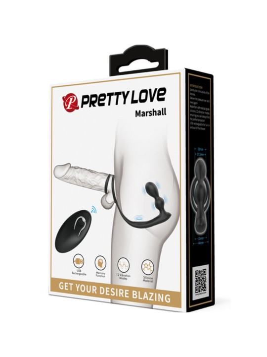 PRETTY LOVE MARSHALL ANILLO PARA PENE PLUG ANAL VIBRATORIO CONTROL REMOTO