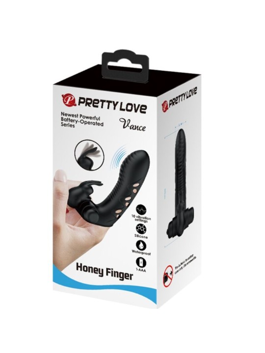 PRETTY LOVE VANCE FUNDA DEDO VIBRADOR CONEJO NEGRO