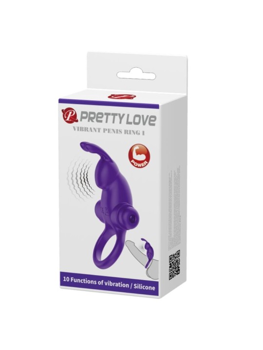 PRETTY LOVE ANILLO VIBRADOR I CONEJO PARA PENE MORADO