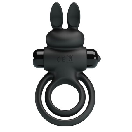 PRETTY LOVE ANILLO VIBRADOR III CONEJO PARA PENE NEGRO