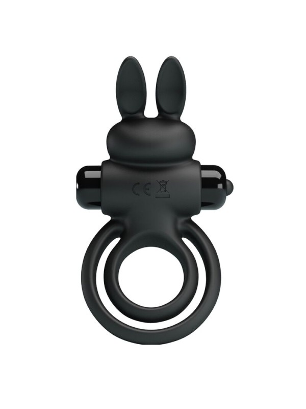 PRETTY LOVE ANILLO VIBRADOR III CONEJO PARA PENE NEGRO