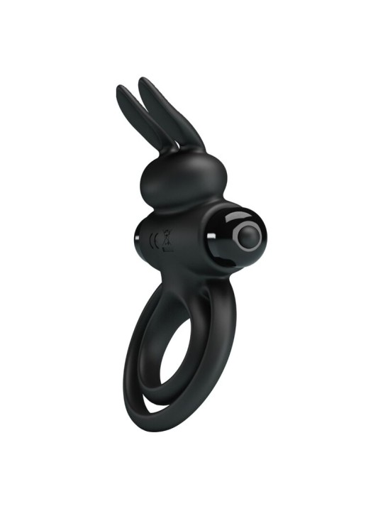 PRETTY LOVE ANILLO VIBRADOR III CONEJO PARA PENE NEGRO
