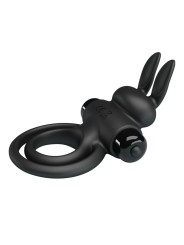 PRETTY LOVE ANILLO VIBRADOR III CONEJO PARA PENE NEGRO