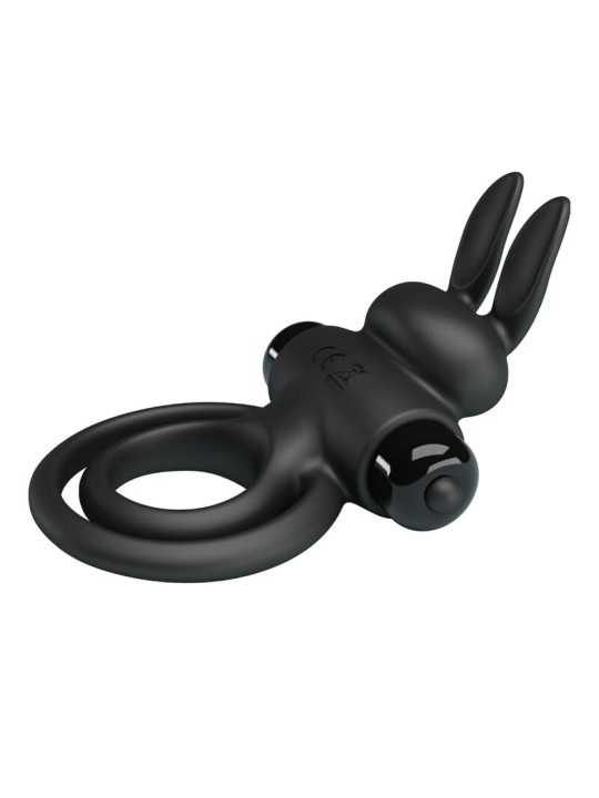 PRETTY LOVE ANILLO VIBRADOR III CONEJO PARA PENE NEGRO