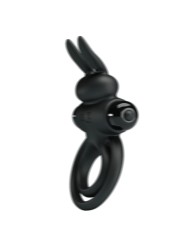 PRETTY LOVE ANILLO VIBRADOR III CONEJO PARA PENE NEGRO