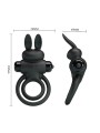 PRETTY LOVE ANILLO VIBRADOR III CONEJO PARA PENE NEGRO