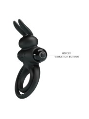 PRETTY LOVE ANILLO VIBRADOR III CONEJO PARA PENE NEGRO