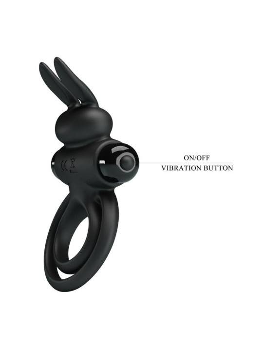 PRETTY LOVE ANILLO VIBRADOR III CONEJO PARA PENE NEGRO