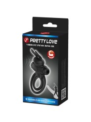 PRETTY LOVE ANILLO VIBRADOR III CONEJO PARA PENE NEGRO