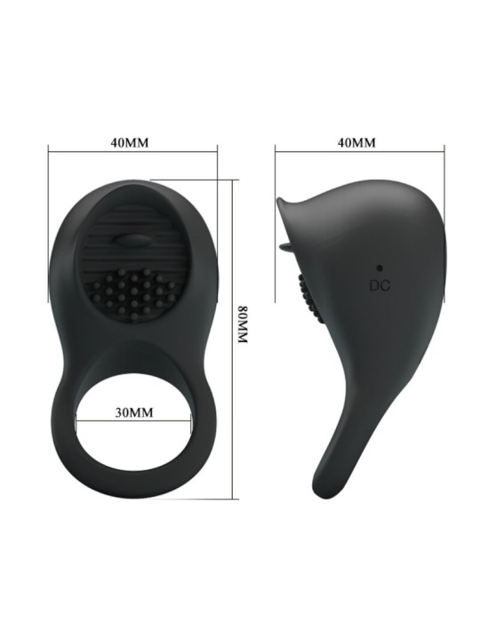 PRETTY LOVE ANILLO VIBRADOR PARA PENE CON LENGUA NEGRO