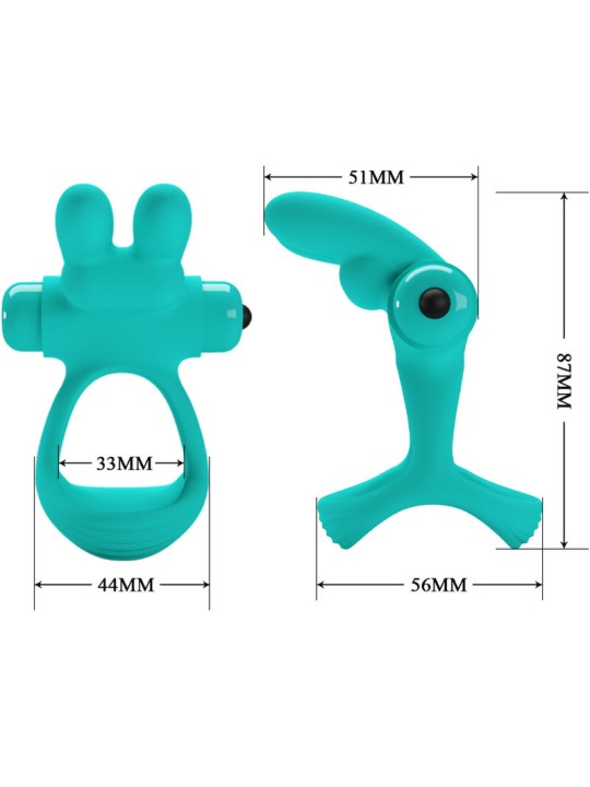 PRETTY LOVE DANTE ANILLO VIBRADOR RABBIT VERDE