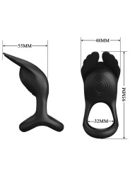 PRETTY LOVE SILAS ANILLO VIBRADOR 7 VIBRACIONES SILICONA NEGRO