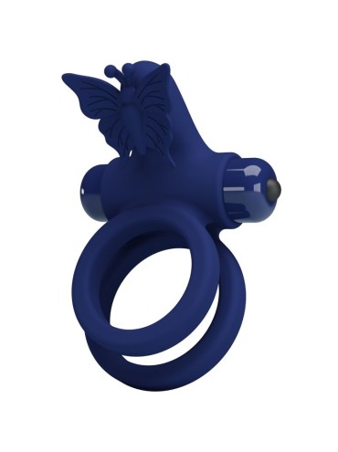 PRETTY LOVE JAMELE DOBLE ANILLO CON VIBRACION ESTIMULADOR MARIPOSA AZUL